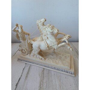 Vintage a santini alabaster roman warrior Chariot carriage Roman statue figurine